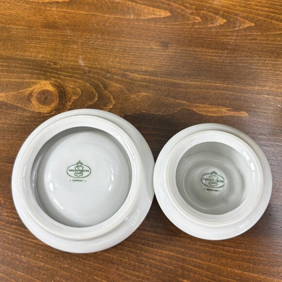 Vintage Bavarian Porcelain Candle Holder & Trinket Dish Set by Tirschenreuth - Picture 5 of 16